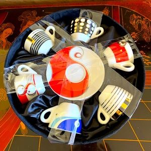 Bitossi Italy  Home Set 6 Tazzine Caffe C/P in abstract design circa 2007